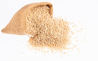 White Quinoa Seeds - Chenopodium quinoa. White background