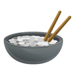 Bowl rice icon. Cartoon of bowl rice vector icon for web design isolated on white background