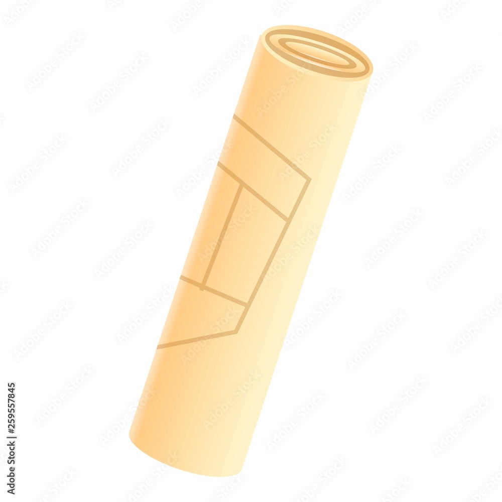 Poster architect paper roll icon. cartoon of architect paper roll vector icon for web design isolated on wh