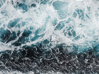 Trace of a cruise liner on the sea surface. Concept of leisure and travel