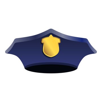 Police cap icon. Cartoon of police cap vector icon for web design isolated on white background