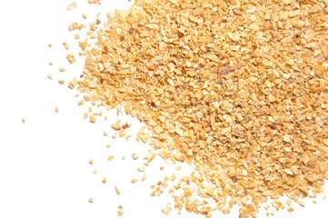 Heap crushed garlic isolated on white