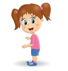 Little cute girl, cartoon style, illustration of a happy child