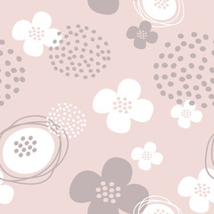 Vector seamless pattern with spring flowers in pastel colors. Beautiful textile background for gingham, cover, print on tile, web, banners, wallpaper, wrapping paper, corporate identity.