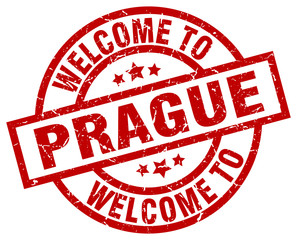 welcome to Prague red stamp