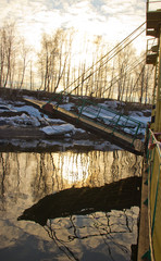 river ferry approaches the river Bank