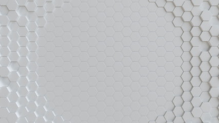 Fototapeta na wymiar Hexagonal white background texture. 3d illustration, 3d rendering