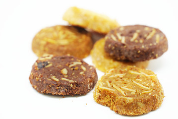 Group of cookies on white background