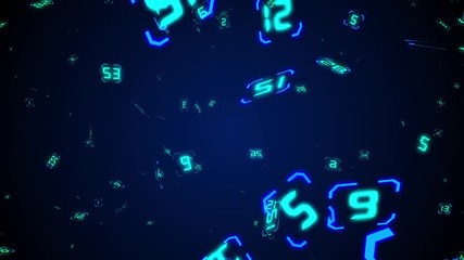 Futuristic background with digital symbols.Futuristic elements are animated on a computer monitor. Electronic processes in digital data processing - Powered by Adobe