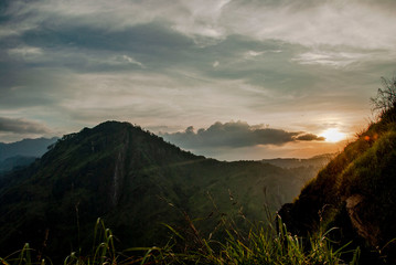  little adam's peak during sunset in Ella in Sri Lanka