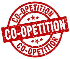 co-opetition round red grunge stamp