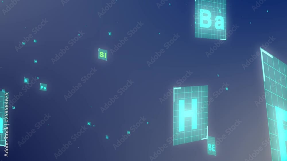 Poster periodic table of elements animation. loopable. blue. two colors to choose.