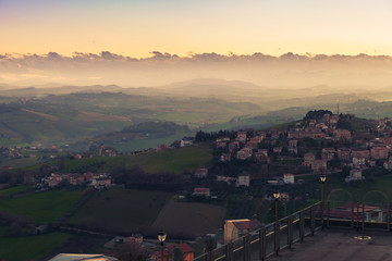 Italian countryside, foggy landscape