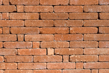 Background of old red brown bricks in horizontal display