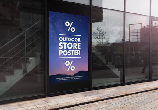 Outdoor Advertisement on Building Wall Mockup