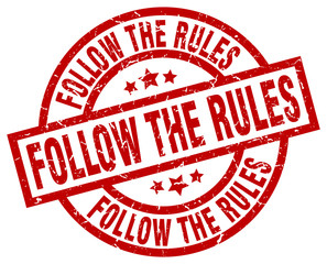 follow the rules round red grunge stamp