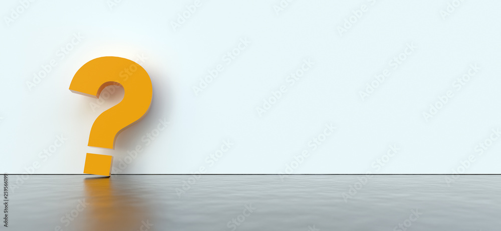Poster colored question marks background concept. 3D Rendering.