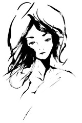 新墨絵の女性41ハイコントラスト