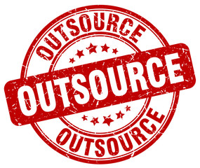 outsource red grunge round vintage rubber stamp