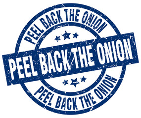 Obraz premium peel back the onion blue round grunge stamp