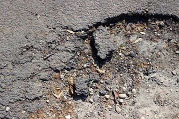 Asphalt cracks fracture surface texture layer detail 