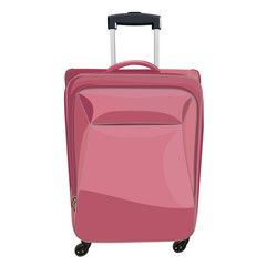 Pink travel suitcase isolated on a white background. Vector illustration.