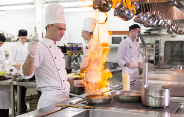 work of a group of chefs in a luxury restaurant.