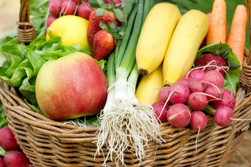 Healthy vegetarian food, organic fruit and vegetable