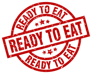 ready to eat round red grunge stamp