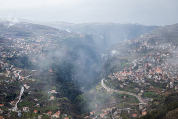 This is a capture for Bchareh and Kadicha Valley during winter in north Lebanon the shot was taken in late march 2019 and you can see the beauty of the nature and the mountains