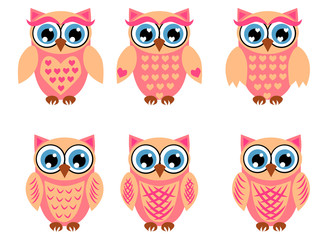 Cute girl owls. Baby showers, parties for baby girls.
