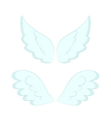 Valentines day or Christmas decor, angel wings of white feather vector. Flight and cupid or butterfly accessory, holy spirit, fantastic or mythical creature detail