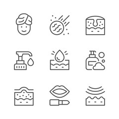 Set line icons of skin care