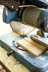 Circular saw close up.