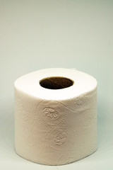White toilet paper roll on white isolated background