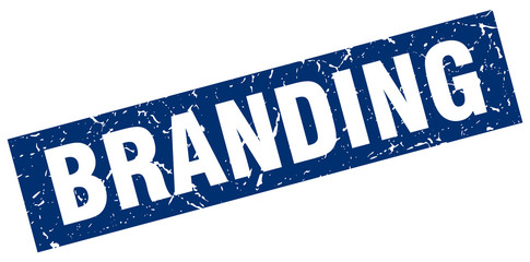 square grunge blue branding stamp