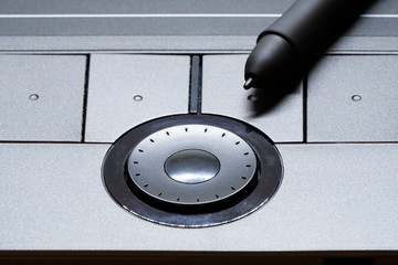 Drawing tablet and stylus close up view