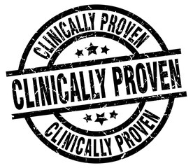 clinically proven round grunge black stamp