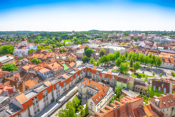 Fototapeta na wymiar Panoramic view of the old Vilnius town