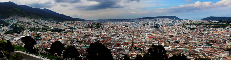 Panorama of quito showing the city between the mountains