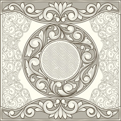 Vintage decorative ornate monochrome design