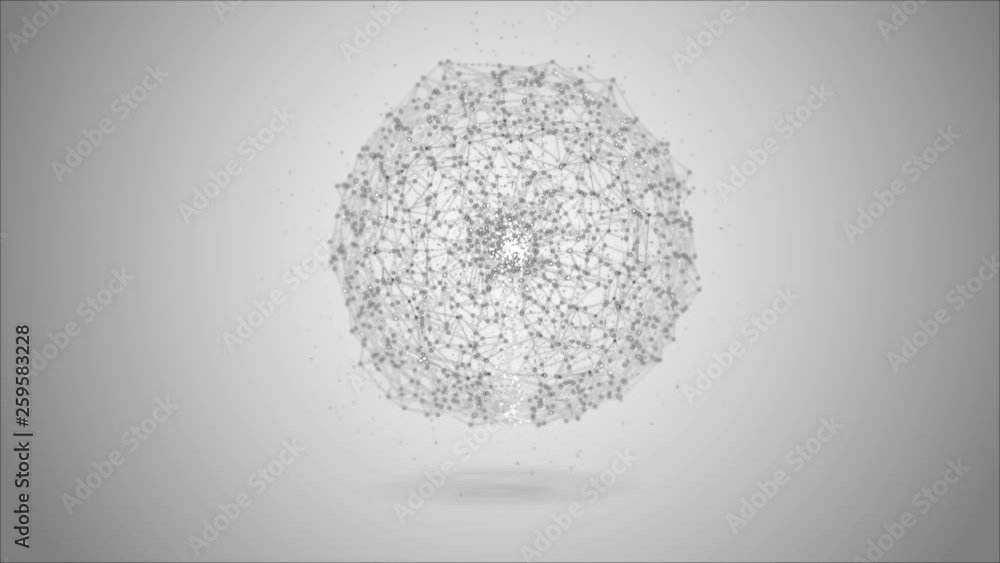 Aufkleber animation for sphere abstract gray digital data system nodes and connection paths. 3d illustration r