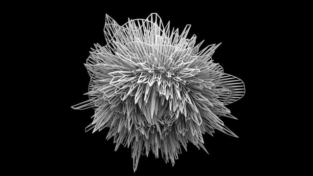Wireframe Sphere with spikes rotate