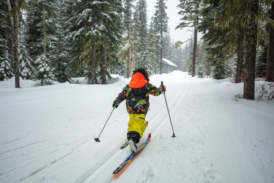 Kid having fun skiing