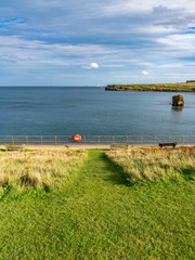 North Sea coast in Collywell Bay, Seaton Sluice in Northumberland, England, UK
