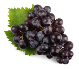Black grapes isolated on white