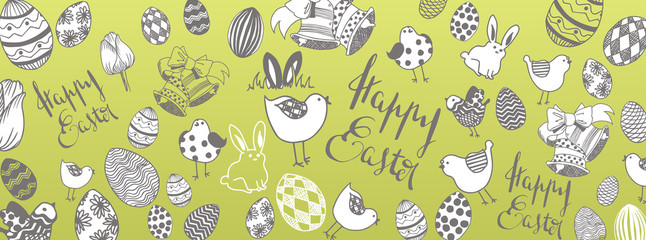 Naklejka premium Happy easter doodles