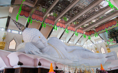 Udon Thani, Thailand  The biggest white marble nirvana buddha at Wat Pa Phu Kon, Udon Thani Thailand