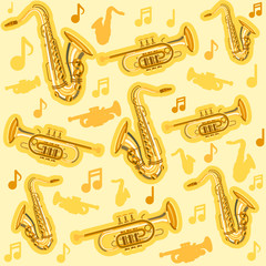 Musicial instruments saxophone and cornet pattern