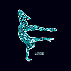 Fototapeta na wymiar Gymnast. 3D model of man. Gymnastics activities for icon health and fitness community. Sport symbol. Vector illustration.